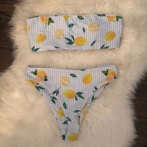 Lemon striped bathing suit